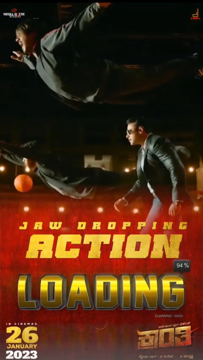 Gaja_Mallu1507's tweet photo. A li'l peek into the magnus #Kranti Action Revolution LOADING it's way to blow d Theatres away on #26January2023
https://t.co/CfKcDFTzAb
#KrantiTrailer #15_8Million views & #Trending01 on @Dbeatsmusik Ytb Channel!
#DBoss | #Kranti | @dasadarshan
#KrantiRevolutionFromJan26th https://t.co/N1EAB9FNoF