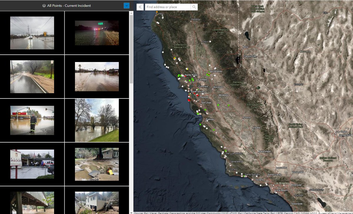 #Photomappers continue to map damage from the devastating series of severe storms on the west coast. 200+ photos as of this morning have been geolocated to help response agencies understand the impacts. #California #flooding #mudslides
@GISCorps @CEDRdigital