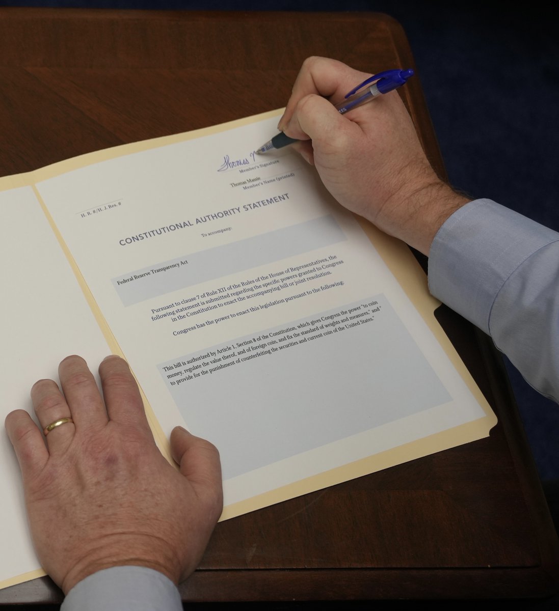 RepThomasMassie's tweet photo. It’s official! I just reintroduced my bipartisan bill to audit the Federal Reserve, HR 24.  #auditthefed https://t.co/KxXj3JK4hp