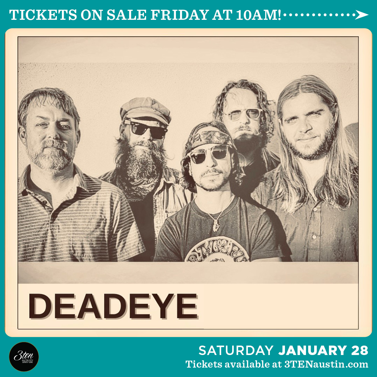 Calling all Grateful Dead Fans 🗣️ 🗣️ 
Ausin, Texas' Grateful Dead Tribute - <a href="/DeadEyeAustin/">DEADEYE</a> is coming to 3TEN ACL Live on 1/28! 

🎟️ Tickets on sale Friday 10AM at opryent.co/3Xd7mS0