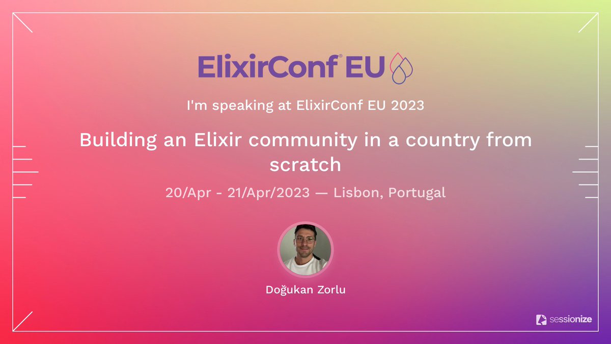 Hii everyone,

I am happy to announce that I am a speaker at ElixirConf EU 2023. I will tell the story of Elixir's adventure in Turkey and how it has a growing community. @ElixirConfEU #myelixirstatus 

elixirconf.eu/talks/building…