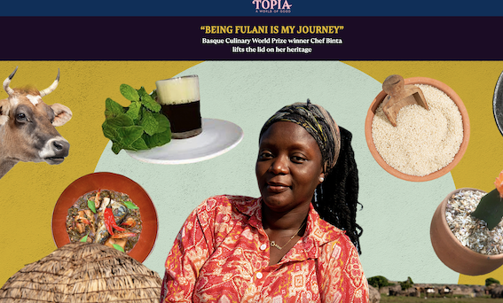sorrelita's tweet photo. Gawd I love writing for @worldofTOPIA - just got a preview of my #50Next piece, out 21/1, and the design is so fun! Now getting nostalgic about this story I did about @bculinary world prize winner Chef Binta https://t.co/Kst2uZbIT0 #fulani @lisagoldapple https://t.co/h2CeqkTOsr