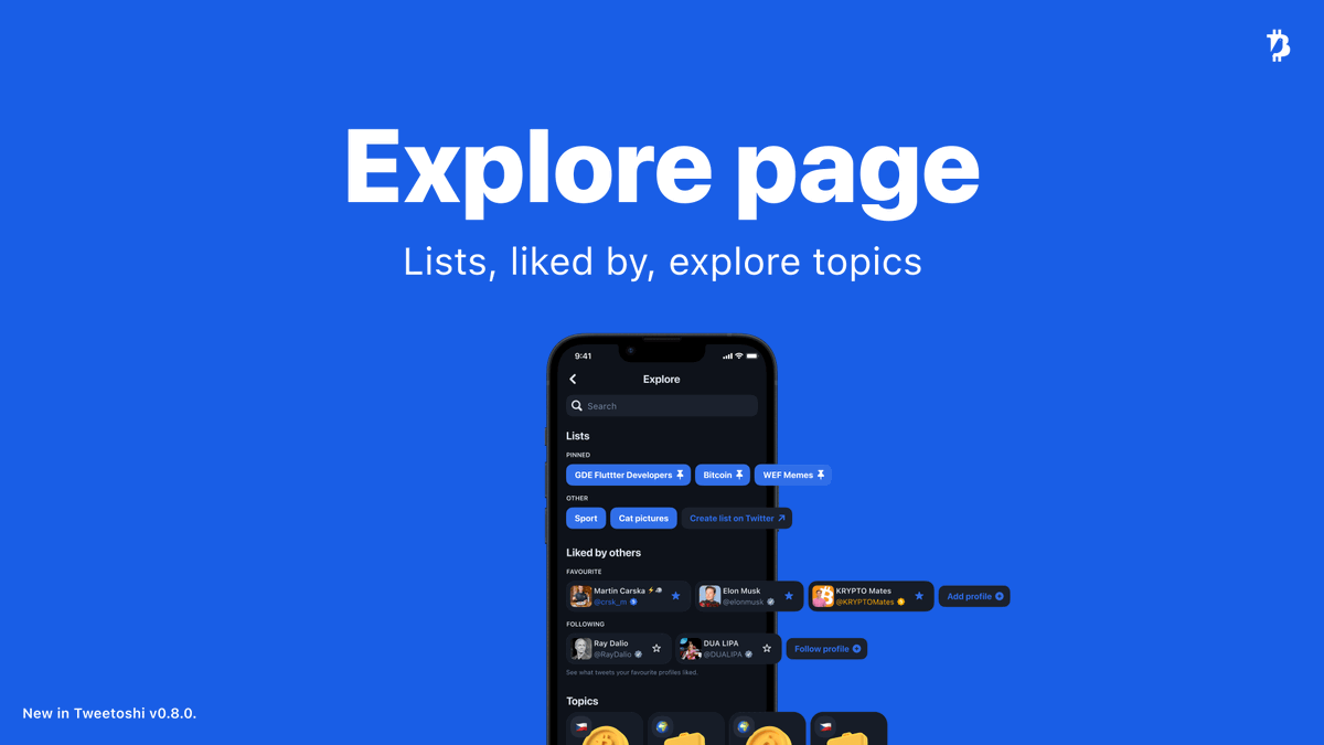 TweetoshiApp's tweet photo. Check out our brand new explore page! 😎

Just click on the search icon on the main page (or swipe right). 
We will show you all the new functions in the tweets below 👇

1/4 https://t.co/Rk3keCWamO