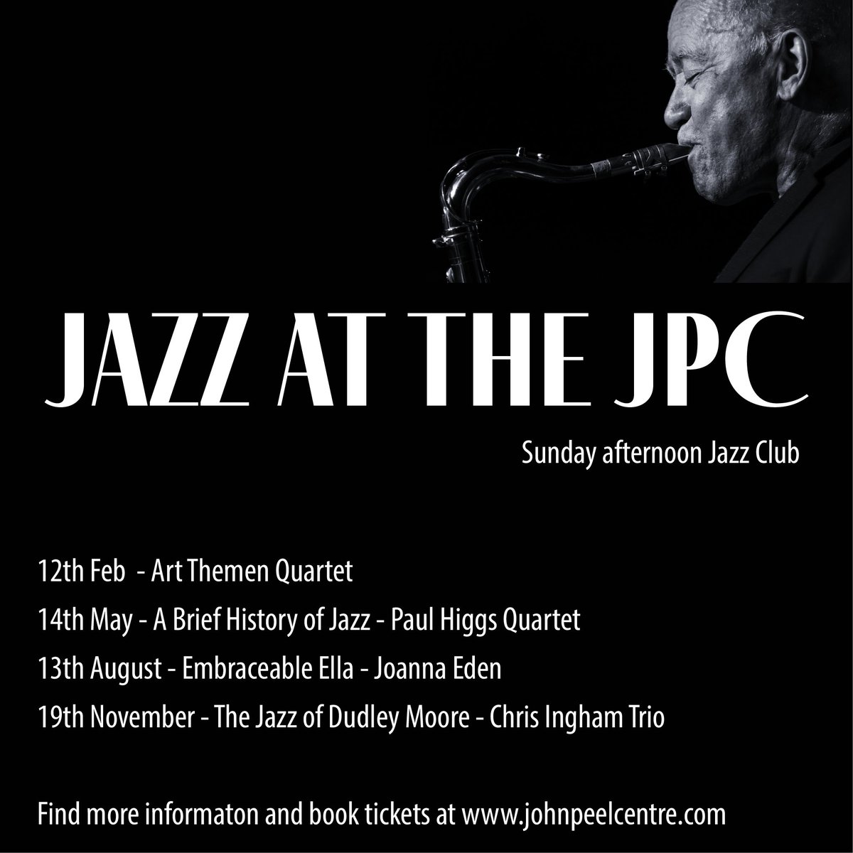 JohnPeelCentre's tweet photo. SPECIAL OFFER - Book tickets for all 4 JAZZ at the JPC 2023 events at the same time and save £6! - Offer available online, over the phone and in person at the Box Office.
#Jazz #SuffolkJazz #Suffolk #JazzClub #ArtThemen #PaulHiggsQuartet #JoannaEden #ChrisIngham https://t.co/EBygWclXZo