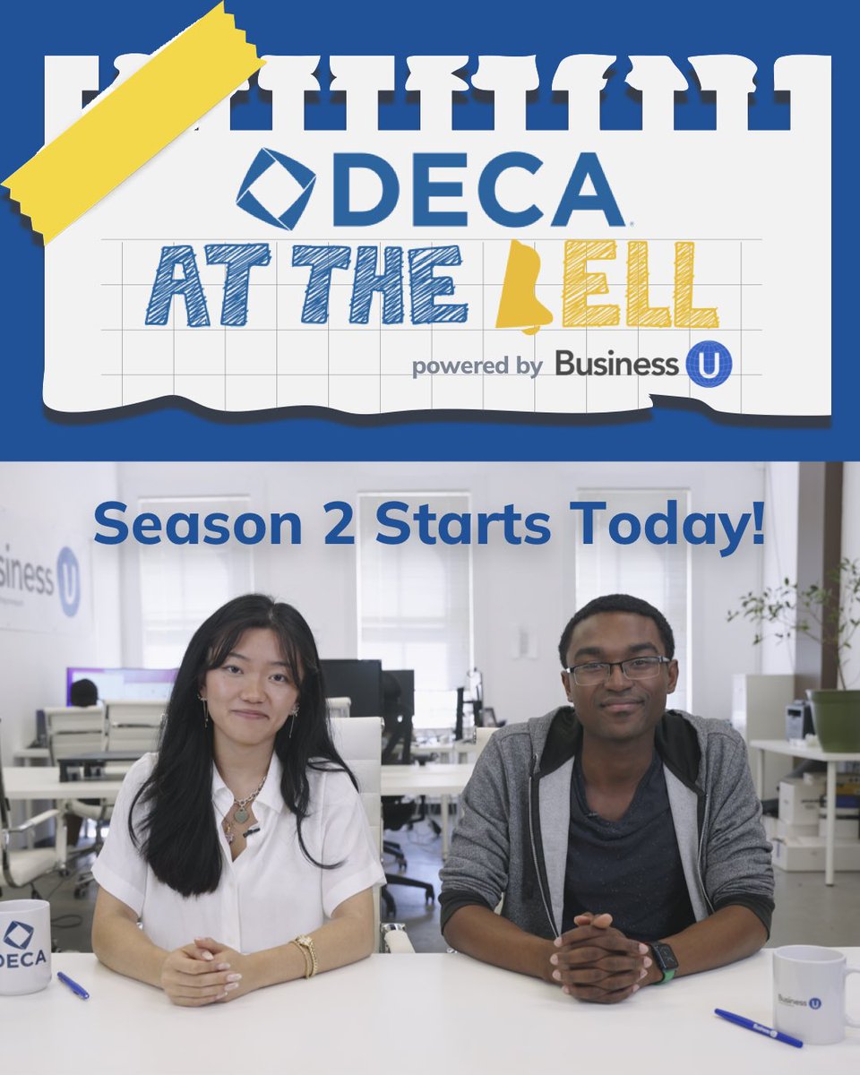 And we’re live! The first episode of DECA at the Bell - Season 2, is live. Link in Bio to start watching now. 🔷🔔
.
.
.
.
#businessu #deca #bellringer #roleplay #highschoolteacher #businesscourses #teachingbusiness #cte #marketingcourses #businessed