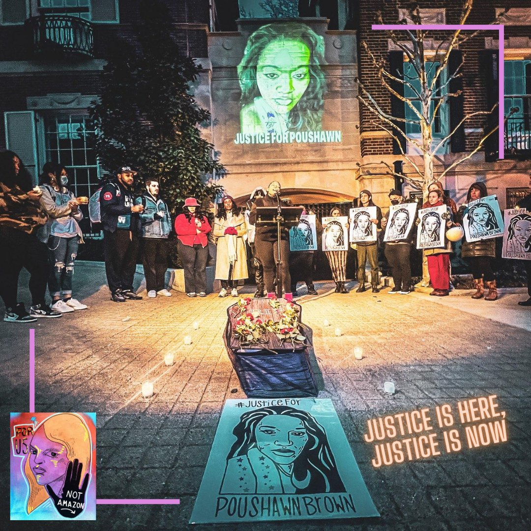 MuslimCpLab's tweet photo. Thank you to everyone for showing up and fighting for #JusticeForPoushawnBrown.
We will not let them forget her name. The community will continue fighting! Justice is here, justice is now.
#ForUsNotAmazon #UpAgainstAmazon #WorkersRights #AmazonAbuse #EndWorkerAbuse https://t.co/RmA8SZ1rMZ