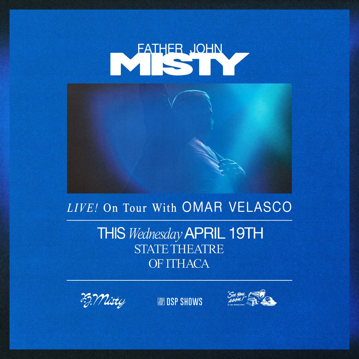 *** JUST ANNOUNCED *** 
DSP Shows Presents: 
Father John Misty at The State Theatre of Ithaca
Wednesday, April 19th, 2023
8:00pm Showtime 
Tickets go on sale FRIDAY at 10am! tixr.com/e/58942