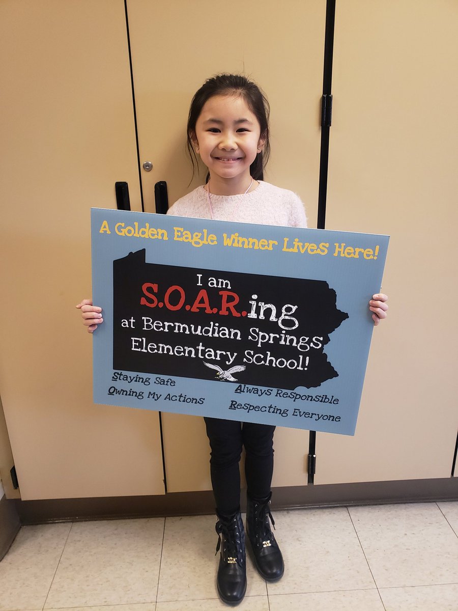 Golden Eagle girl for being very responsible with learning her math facts for Mrs. Messinger. What a great example for others.