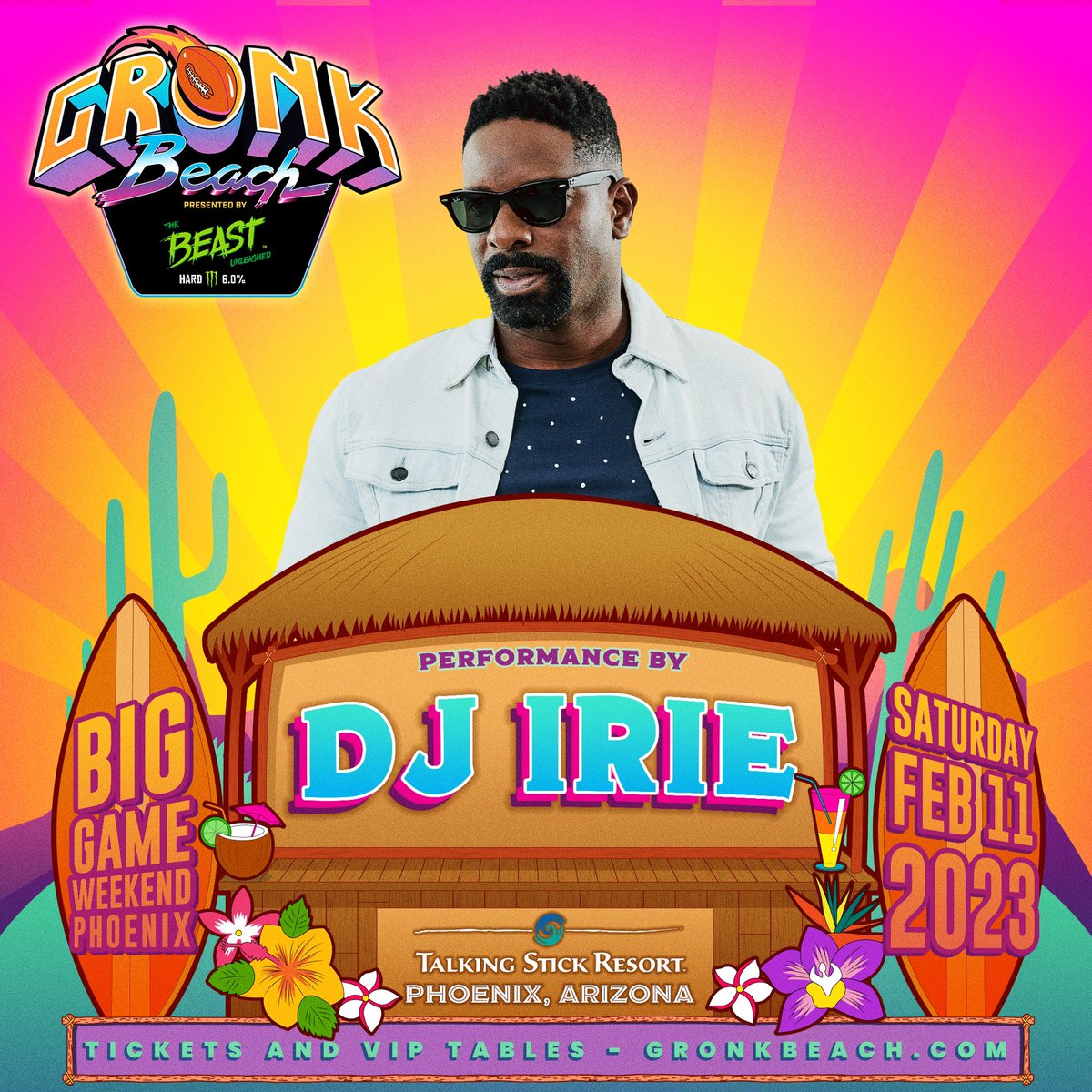 IRIE's tweet image. Excited to announce I will be performing @GronkBeachAZ during #BigGameWeekend2023! 🏈🏆 Come party w/ me &amp;amp; @RobGronkowski poolside at the @TS_Resort on Sat, 2/11. Presale starts Thurs, 1/12 @ 10AM MT, sign up @ GronkBeach.com 🏝