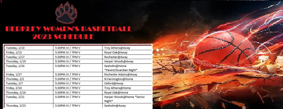 Here is our schedule for Jan and Feb.