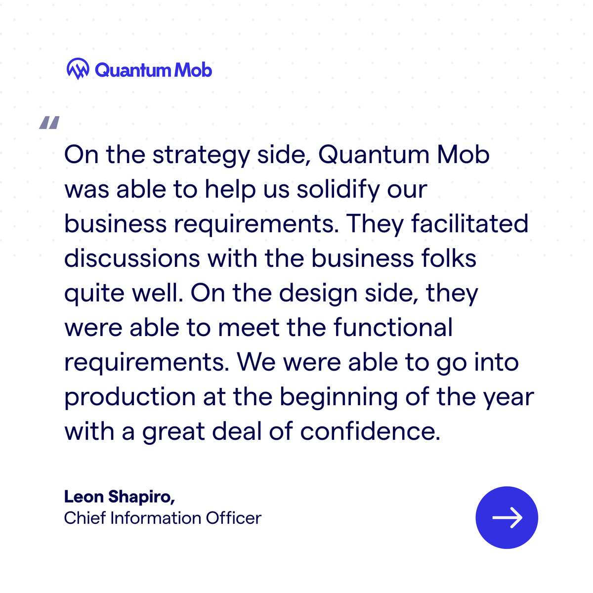 quantummob's tweet photo. We want to thank, Leon Shapiro, former Chief Information Officer, at Sentrex Health Solutions for the glowing remarks. Learn more about how we helped Canada's leading healthcare solutions provider. https://t.co/Q7ufpKM112

#testimonial #review #softwaredevelopment #technology https://t.co/ItxdnKX6IL