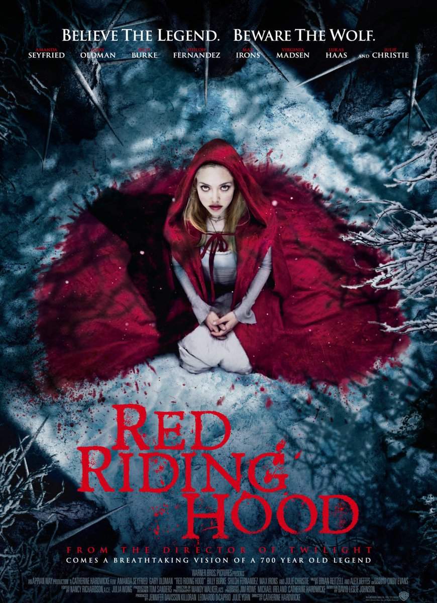 #RedRidingHood from 2011 is a great horror/fantasie movie with brilliant performances.
The story is based on the classic #fairytale 'Little Red Riding Hood'by #CharlesPerrault & the #BrothersGrimm.
#AmandaSeyfried #ShilohFernandez #BillyBurke  #GaryOldman #MaxIrons #JulieChristie