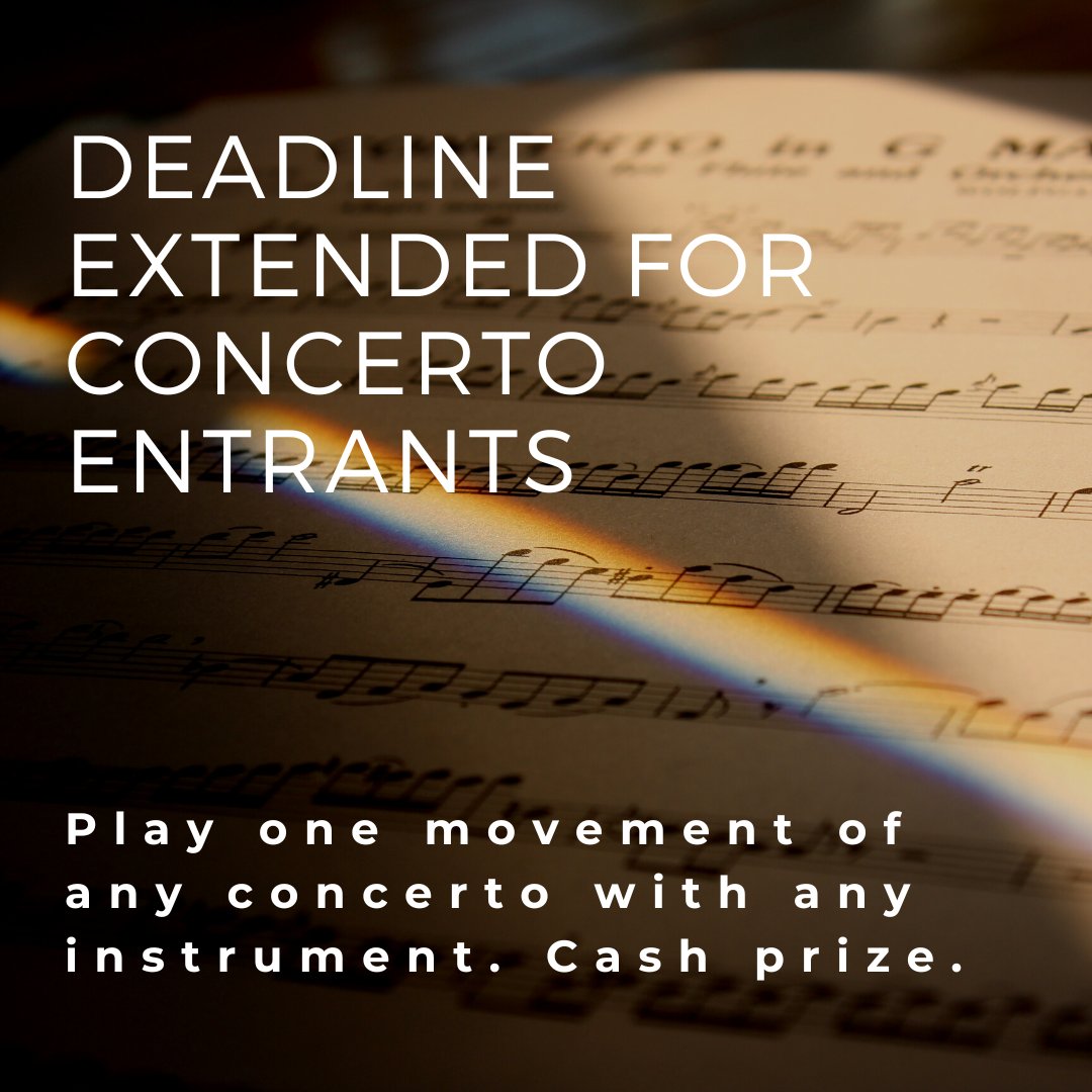We have extended the deadline for our Concerto competition to 15 Jan. If you can play one movement of any concerto with any instrument, you could win a £100 cash prize. The competition itself will take place on the evening of Thurs 16 Feb.
stratfordmusicfestival.org.uk/the-festival
Please share...