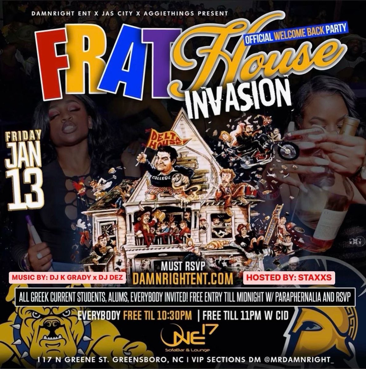 TweetsFromNBA's tweet photo. TOLD YALL WE COMING HARD ALL SEMESTER. SO LET GET THE VIBES IN ORDER 😎

MOVES YOU NEED ALL WEEK

Sunday:
#iLOVEMYHBCU
#PajamaJam 
Friday: 
#FratHouseInvasion 
Saturday:
#PrettyGirlPlayground 

🎟: https://t.co/6czKVgSfou
#PartyWithJasCity #NCAT #WSSU #UNCG https://t.co/52tYzhoZ4O