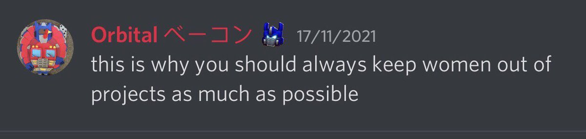ByTheAllspark's tweet photo. Orbital Bacon told ME that I “disgust women.” https://t.co/F1CmX03EP2