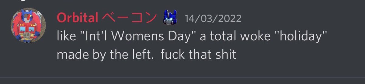 ByTheAllspark's tweet photo. Orbital Bacon told ME that I “disgust women.” https://t.co/F1CmX03EP2