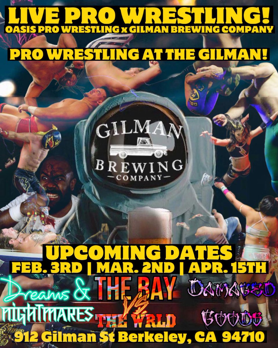 OASIS PRO (@oasis_pro1275) on Twitter photo 🚨BREAKING🚨
We are proud to announce that we have taken residency at the <a href="/Gilman_Brewing/">Gilman Brewing</a>! Our collaboration starts February 2023 🙌🏾
FEB 3RD:
DREAMS & NIGHTMARES
MAR 2ND:
THE BAY vs THE WRLD
APR 15TH:
DAMAGED GOODS
Thank you for taking a chance on us
OCWPRO.COM 🚨BREAKING🚨
We are proud to announce that we have taken residency at the <a href="/Gilman_Brewing/">Gilman Brewing</a>! Our collaboration starts February 2023 🙌🏾
FEB 3RD:
DREAMS & NIGHTMARES
MAR 2ND:
THE BAY vs THE WRLD
APR 15TH:
DAMAGED GOODS
Thank you for taking a chance on us
OCWPRO.COM