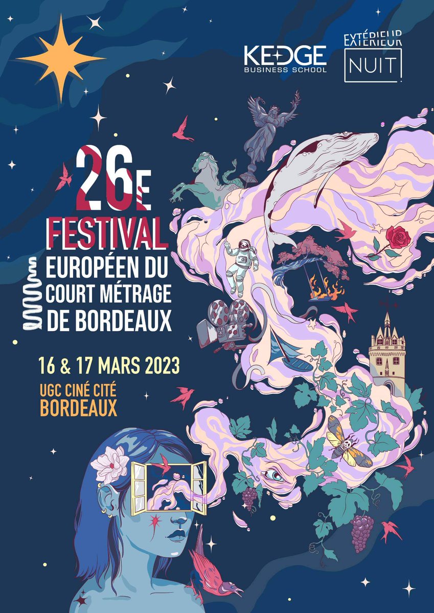 FEDCMB's tweet photo. C'est avec grand plaisir que nous vous dévoilons l'affiche officielle de cette 26ème édition du Festival Européen du Court Métrage de Bordeaux !

Cette année, le festival aura lieu les 16 et 17 Mars 2023 à l'UGC Ciné Cité Bordeaux 🌠

Nous vous y attendons avec impatience 🎬 https://t.co/2FcgtlLWoI