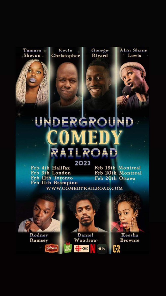 YES YES Y’ALL! 🔥 We’re so excited to announce the 11th annual ‘Underground Comedy Railroad’ tour, a stand-up tour featuring Black comedians, touring through Canada every Feb since 2012! 🎭😆 Come throw some laughs our way! 🖤 TICKETS HERE: comedyrailroad.com