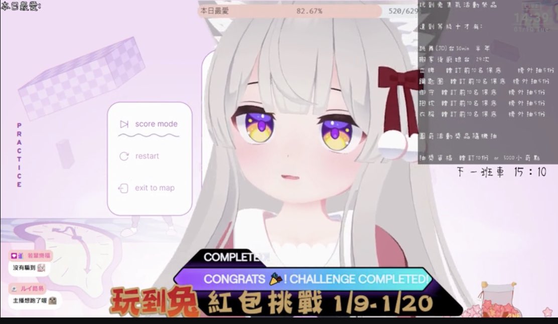 玩到兔集氣挑戰1/10
我有夠荒唐昨天開台後才在跟聊天室討論要弄什麼週邊
謝謝各位送我的十等大禮
讓我經歷這麼荒唐的兩天🥹
給我時間想想該怎麼去遊艇趴
以及思考其他事情🧐
謝謝人美心善的依渟回答了「捏鼻子」 這種失禮的問題🥹

太多感謝&amp;感恩的心無法用言語形容

我愛你們❤️‍🔥
你們才是最頂的！！🥳