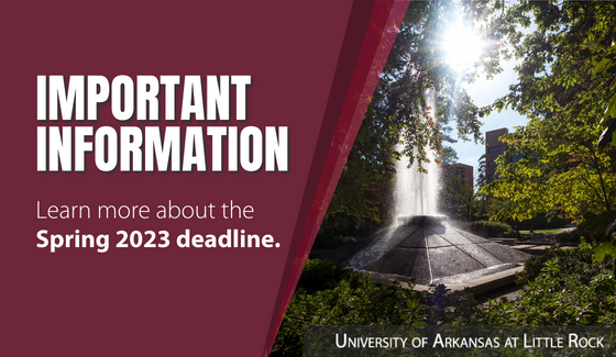 UALRadmissions's tweet photo. Today is the priority admissions deadline for spring 2023! What does that mean for you? Check out the deadline details at https://t.co/zoXJISUTl5 https://t.co/JmA0kxvlzj