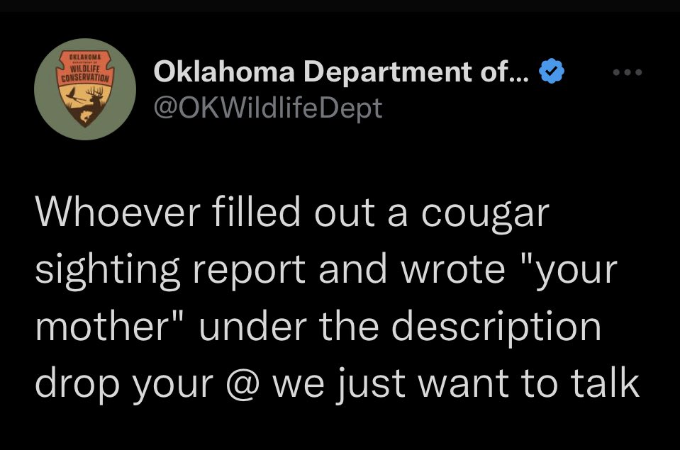 HeffLudwig's tweet photo. Why do state wildlife agencies hire the best social media managers? 

Give ‘em a raise @OKWildlifeDept https://t.co/Iri2Hq1Okz