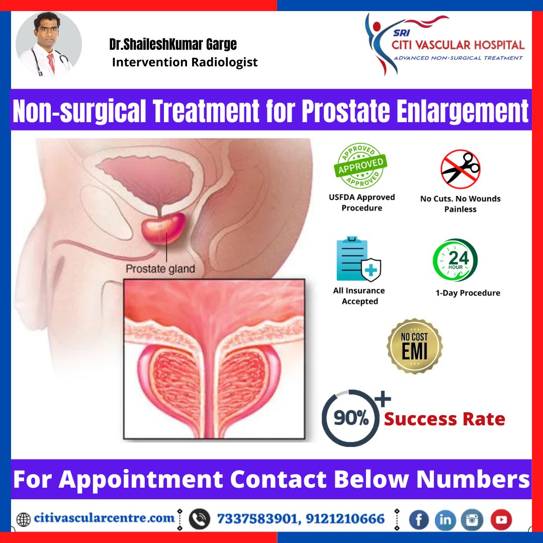 Prostate Enlargement: Causes, Symptoms and New Treatment By Dr Shaileshkumar || Citi Vascular Centre
#prostate #BPH #prostateembolization #PAE #bigprostate #prostateproblems #benignprostatehyperplasia#enlargedprostate  
For Appointment:917337583901
zcu.io/zF0a