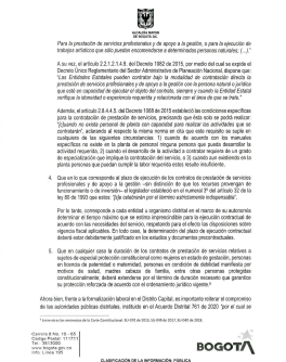 vlasoscuro's tweet photo. Por circular 01/23 Distrito de Bogotá informa que no aplicará la circular conjunta del Gobierno nal. sobre CPS.

Invocan autonomía territorial y prohibición de requisitos adicionales a los de la ley ( Arts 84 y 287 CP)

Continuaran plan de formalización  de acuerdo a su PD. https://t.co/NpYdkWc1Gg