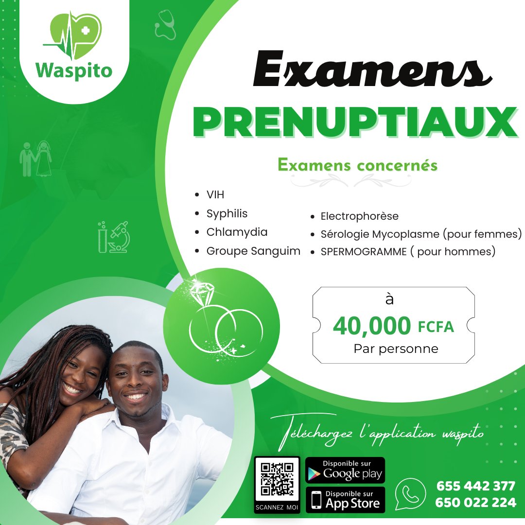 waspito1's tweet photo. Avant de dire "oui" 💚, assurez vous de connaître vos statuts et votre compatibilité, afin de
cheminer vers ce voyage de vie en toute confiance.
Téléchargez l’application ici
👇
https://t.co/ay1flWTpiK
#waspito
#quicklabs
#sesoignersanssedéplacer https://t.co/kOTUJTX9FZ