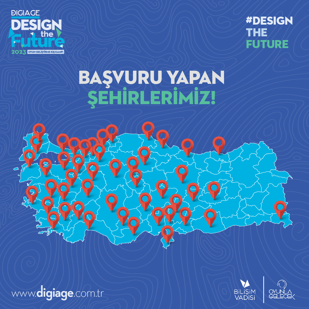 bvdigiage's tweet photo. DIGIAGE Kış Kampı'23 başvuru yapan şehirlerimiz! 

#designthefuture #futuredesigner

#BilisimVadisi #Digiage #oyunkampı #oyunlagelecek #Eğitim #YazKampı #Oyun #Animasyon #DijitalSanatlar #DijitalMedya #OyunGeliştirme #Game #Gamer #OyunlaGelecek #kamp #Gelecek https://t.co/gEcB6E1BEK