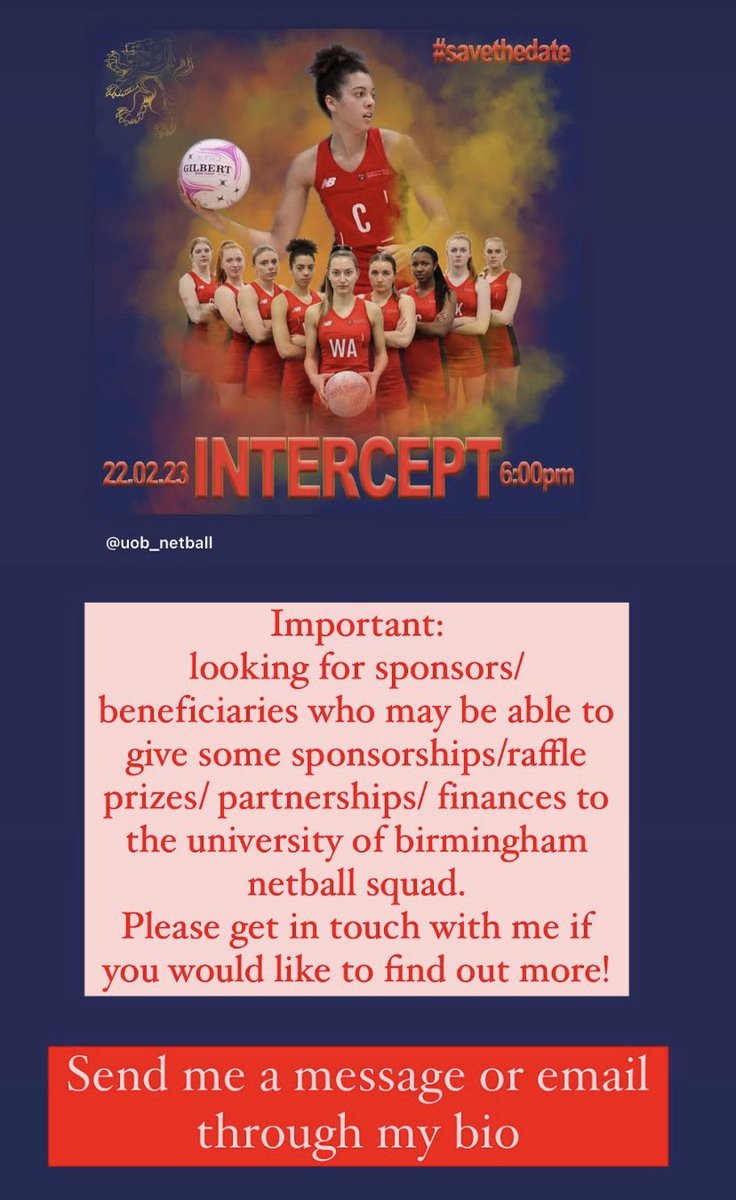 HaleeRobinson4's tweet image. Biggest game of the year for @UOBNetball taking place on 22/02/2023! Working towards a place in the Big @BUCSsport final. Put this date in your diary and if you live in the Brum area bring your kids &amp;amp; any netball fans along to support our squad. Looking for sponsors too! Send 📤