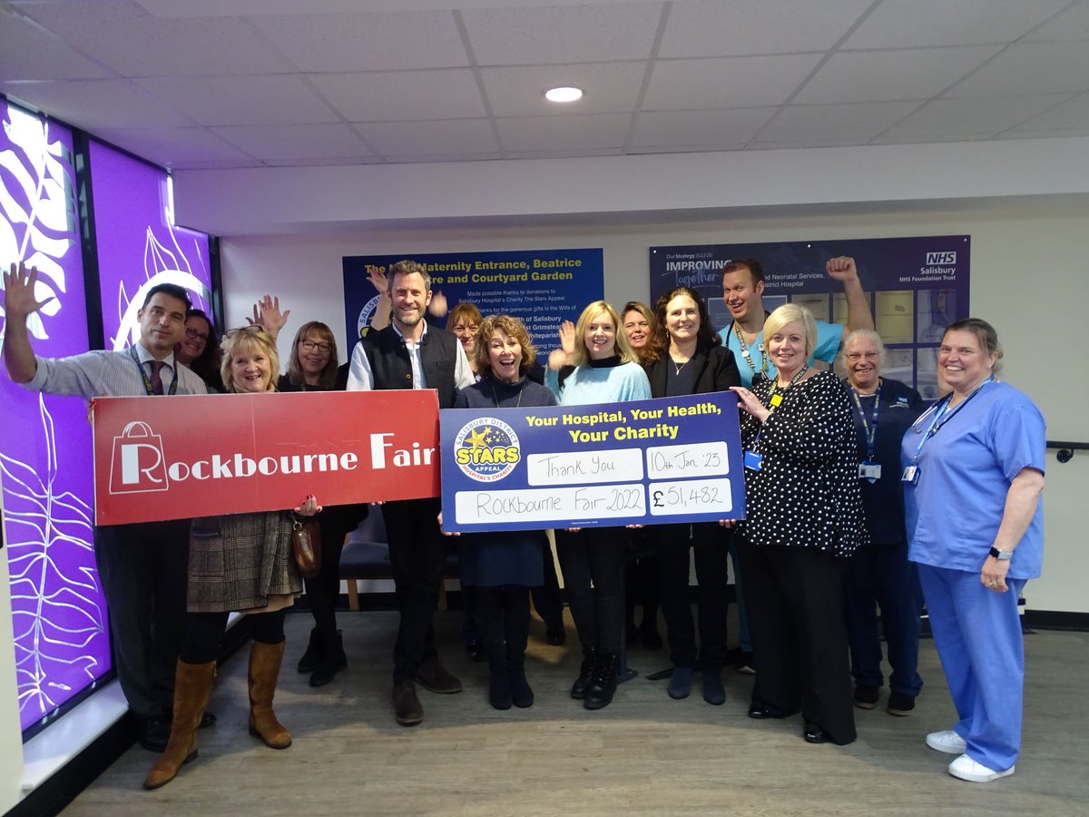 StarsAppeal's tweet photo. A big thank you to @Rockbourne_Fair who raised an incredible £51,482 for us. Members of the committee presented their donation to our president Lord Pembroke, our Hospital Ambassadors, and @SalisburyNHS chief executive Stacey Hunter during a special presentation today https://t.co/0la1ht0ST0