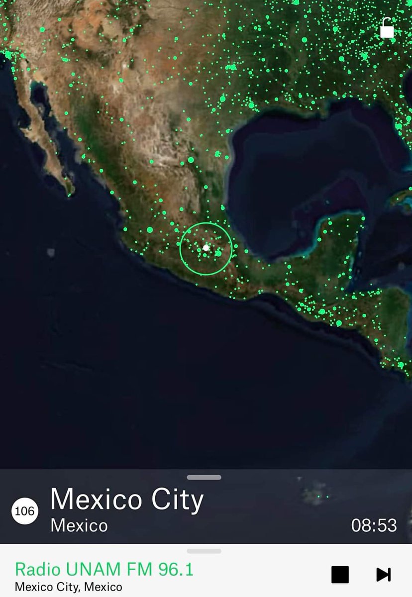 Los puntos verdes en este mapa de Google Earth representan emisoras de radio en todo el mundo. ¡Sí! EN TODO EL MUNDO 🤯

Haz clic en cualquiera de los puntos verdes e inmediatamente escucharás esa estación con una muy buena recepción.  

Enlace 👉🏻 radio.garden 💫