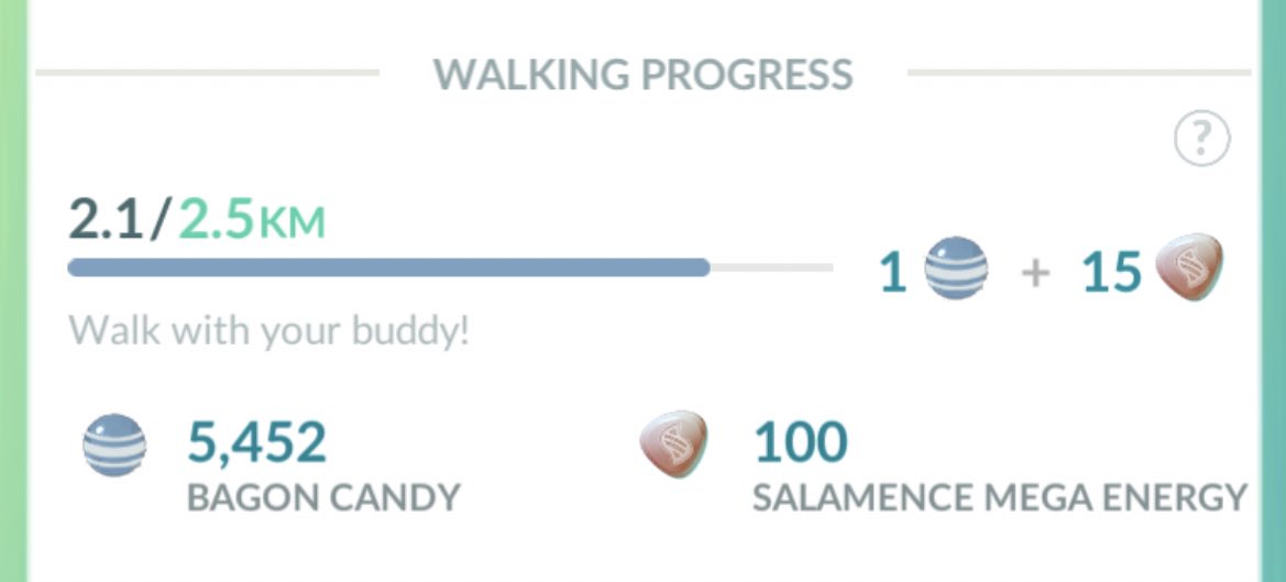 I’ve not seen anybody bring this up yet, but Salamence is currently bugged on PoGo. Mega Pokémon usually give 5 energy per km required to get a candy, so in Salamence’s case it should be 25 instead of 15. <a href="/NianticLabs/">Niantic</a> <a href="/PokemonGoApp/">Pokémon GO</a> <a href="/NianticHelp/">Niantic Support</a> can it get fixed soon pls and ty