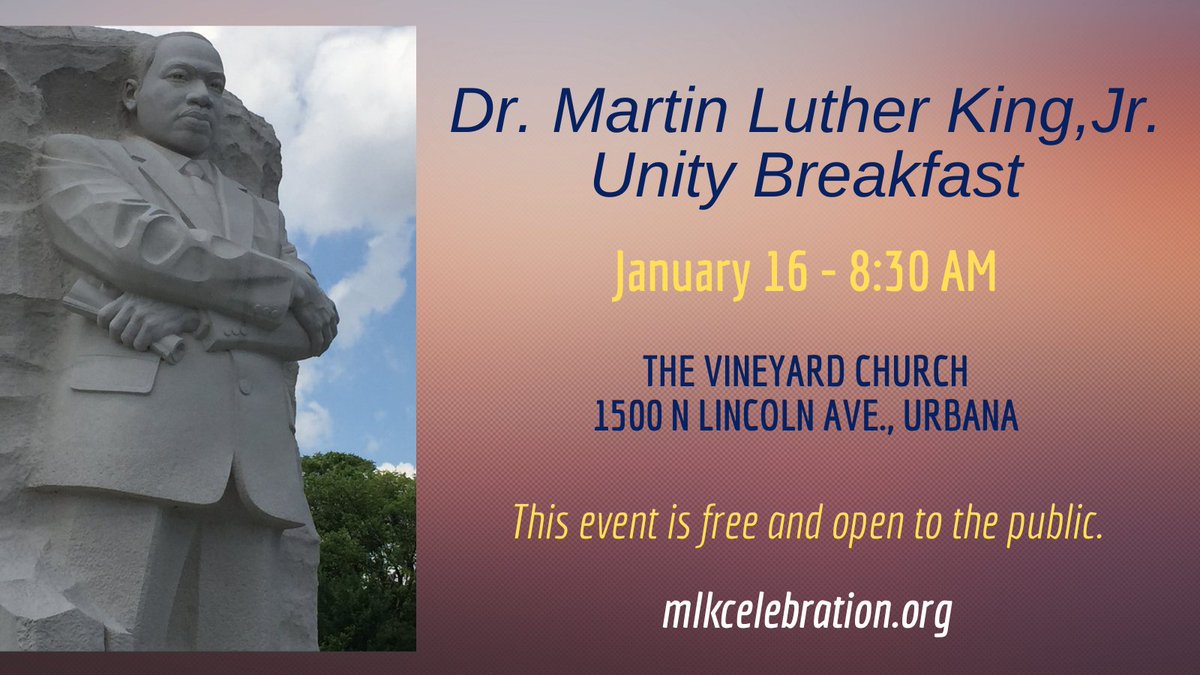 The 2023 Reverend Dr. Martin Luther King, Jr. Advocacy for Justice Committee and Vineyard Church welcome community members to attend the Unity Breakfast on January 16, 2023, from 8:30-9:30 a.m. at Vineyard Church!