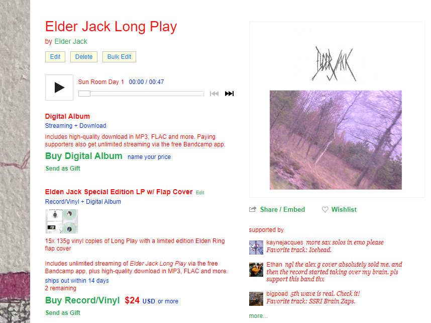 elder__jack's tweet photo. if you haven't snagged an Elder Jack Long Play vinyl record yet, it is your last chance as there are only 2 copies left https://t.co/lxSb4yaWVR