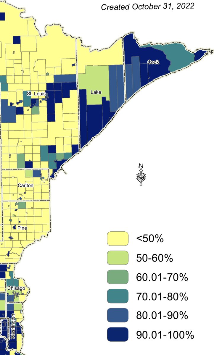 TonyYarusso's tweet photo. @mevdev @minnesotabrown @ActualWolf @MNReformer DoLI’s goal figure for 2026 is at least 100M down / 20M up - attached in the map of where we stand on that currently.  There are high-speed trunks through the Iron Range now, but the local connections are still in progress.  Looks like much of Eveleth is covered actually. https://t.co/iKR68aepem