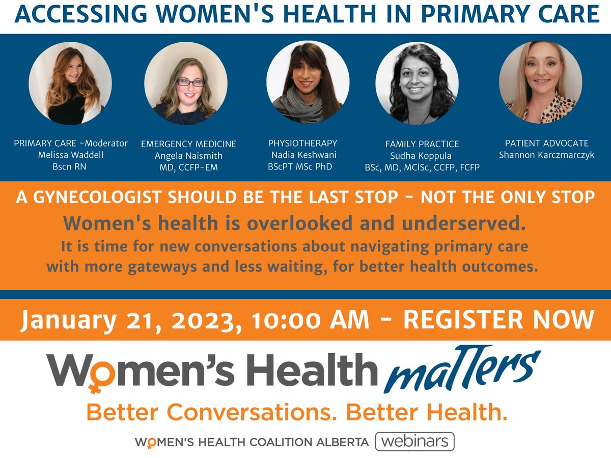 Five experts will share their experiences, will answer your questions, and turn this collaboration into action for system change. Learn more here ow.ly/MlTC50MhUMU  #womenshealthmatters #primarycare #gynecology #BetterScreening #earlydetection #papsmear #incontinence