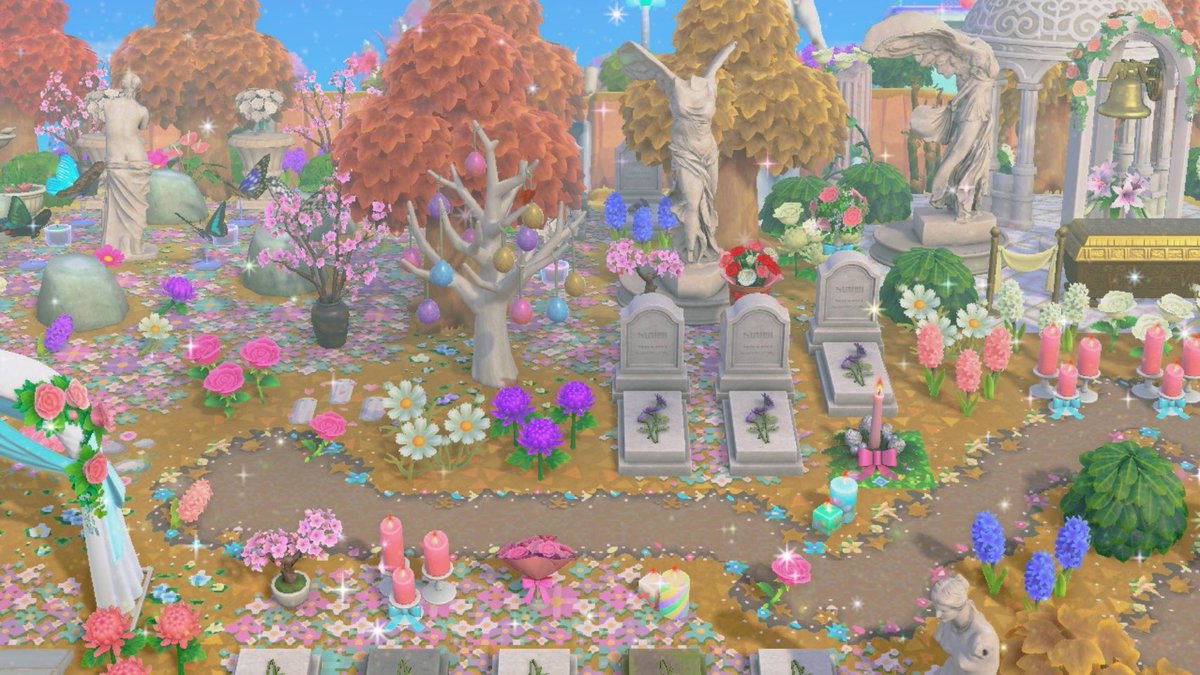 Mizerland's tweet photo. Cemetery...🍁💀🍂

#ACNH #AnimalCrossingNewHorizons https://t.co/tdDsUsW59h