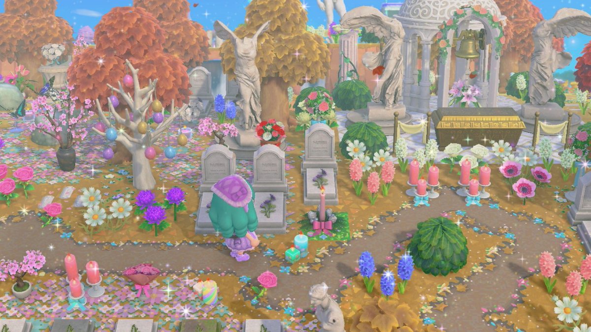 Mizerland's tweet photo. Cemetery...🍁💀🍂

#ACNH #AnimalCrossingNewHorizons https://t.co/tdDsUsW59h