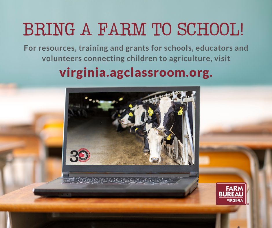VaFarmBureau's tweet photo. Virginia Agriculture in the Classroom is a statewide educational program providing resources and training to educators and volunteers to connect children to agriculture. For more information, visit https://t.co/1xlbYMXQ2B. 

#StandardsofLearning #Agriculture #VaFarmBureau https://t.co/88rFvqhvir