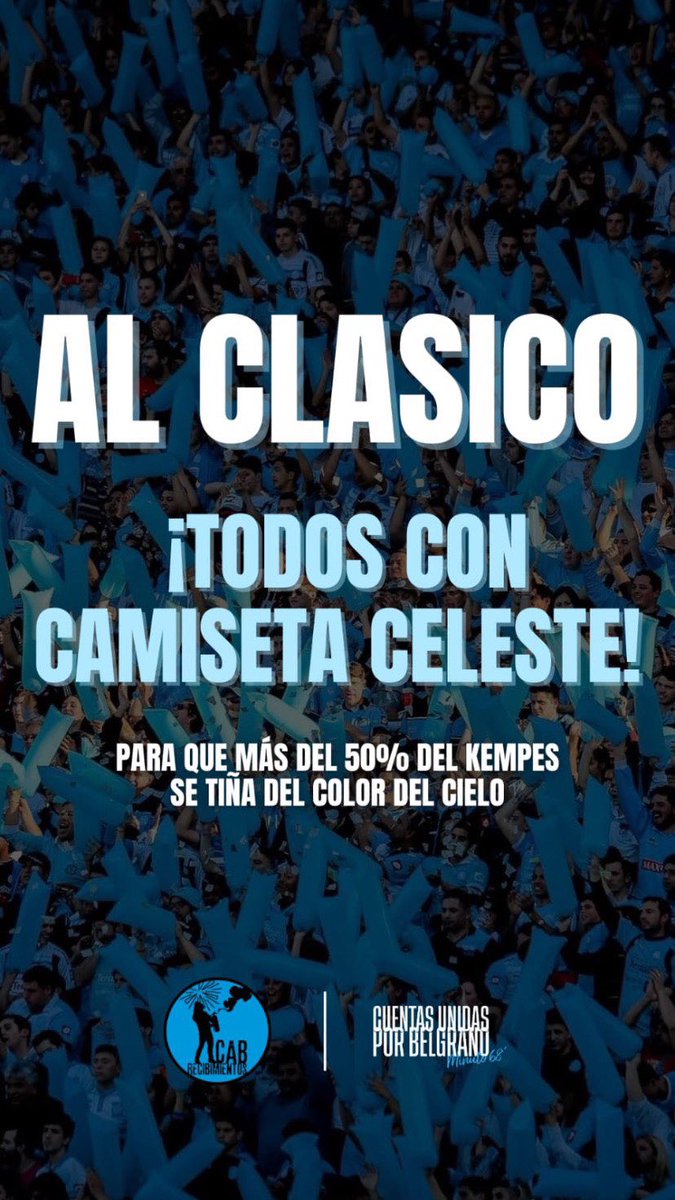 GLencinaVillata's tweet photo. Ya tengo prepara la casa para el 21.
#AlClasicoSeLoJuegaConLaCeleste.
#Belgrano #CABesCba https://t.co/hFJ5z3hn9z