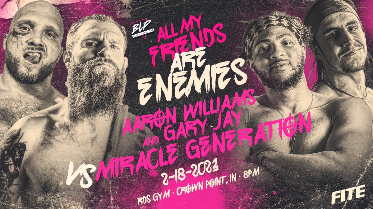 BLabelPro's tweet photo. ☠️ALL MY FRIENDS ARE ENEMIES☠️
After his loss to Kylon King at TG24, Gary Jay is bringing partner Aaron Williams back to BLP to seek revenge on Kylon and Dustin Waller.
Miracle Generation vs Unsigned and Don't Care
2.18.23 @ 8pm
Crown Point, IN
Tickets: https://t.co/oFzUMf7jgN https://t.co/0h2AjQdp7y