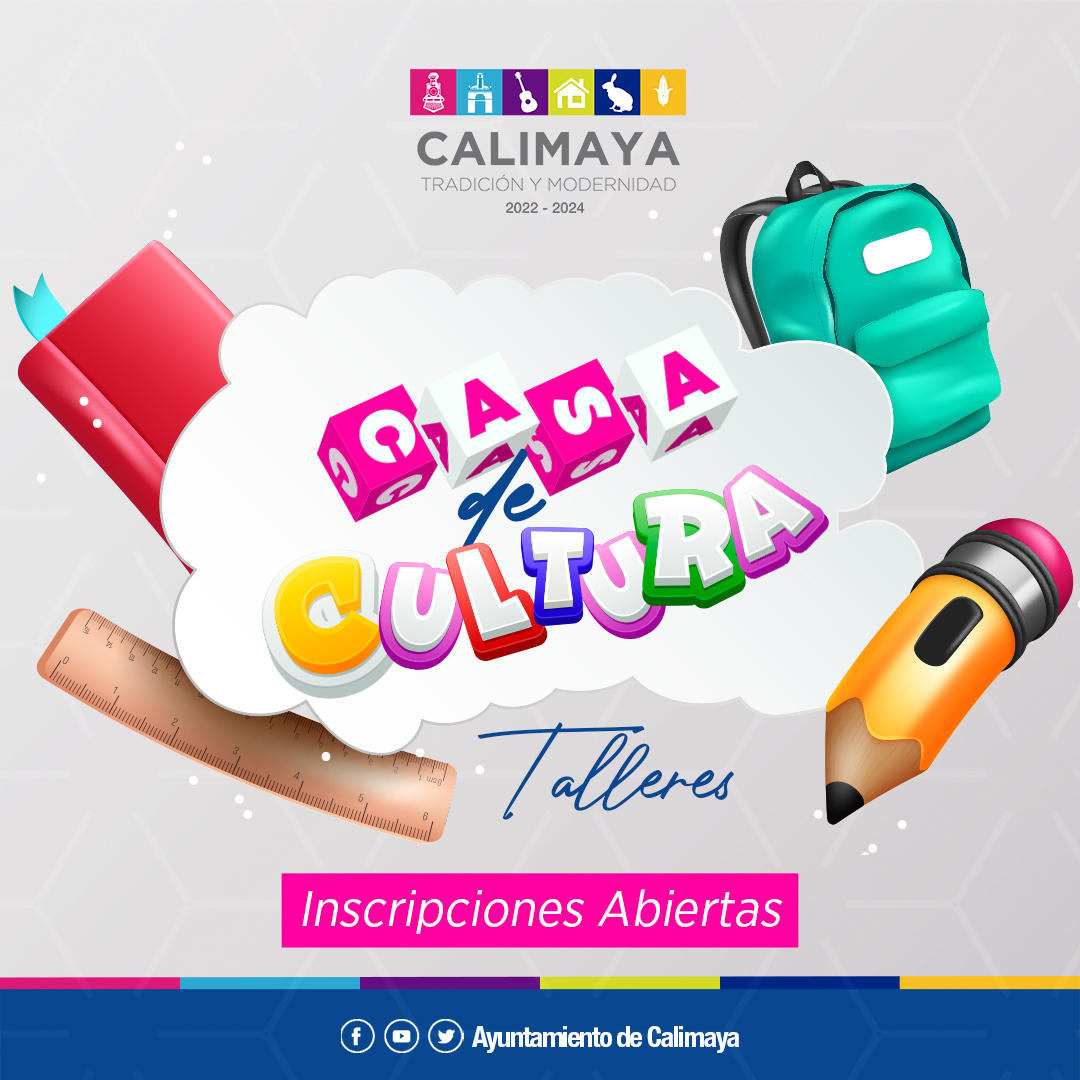 HCalimaya's tweet photo. 🔵 La Casa de Cultura Bicentenario tiene para ti los siguientes #talleres.
Inscríbete en la oficina de la Casa de Cultura de lunes a viernes en un horario de 09:00 a 18:00 hrs.
#TradiciónYModernidad https://t.co/YuACDarvG8