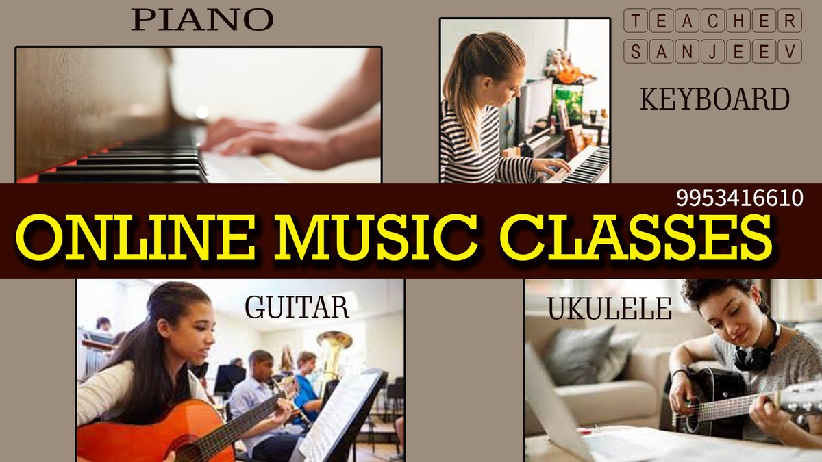 Online Music Classes - Piano - Keyboard - Guitar - Ukulele 
#musiclessons #music #musiceducation #pianolessons #piano #musicteacher #musicschool #musician #guitar #guitarlessons #onlinemusiclessons #musiclessonsforkids #violin #violinlessons #voicelessons #drumlessons #piano