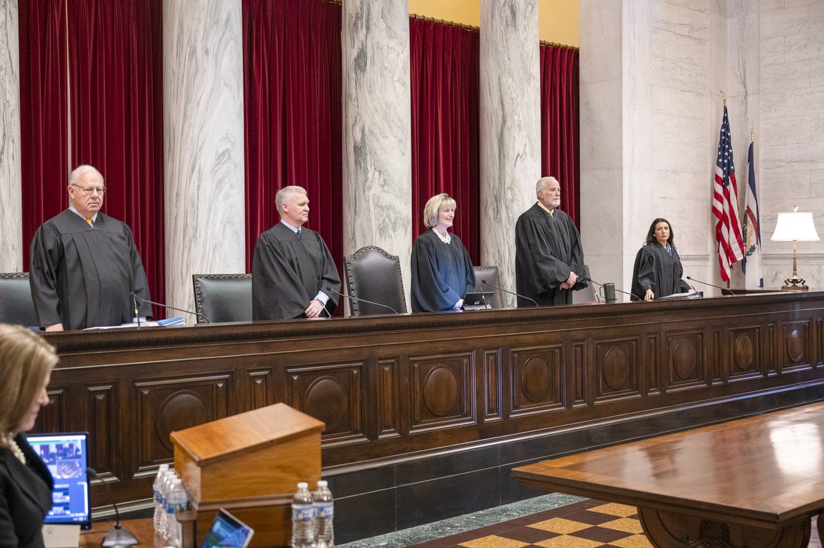 WVcourts's tweet photo. The Supreme Court of Appeals of West Virginia hears arguments on the first day of its Spring 2023 term.  It marks Justice Beth Walker’s first day as Chief Justice. https://t.co/kdG2LmtuRJ