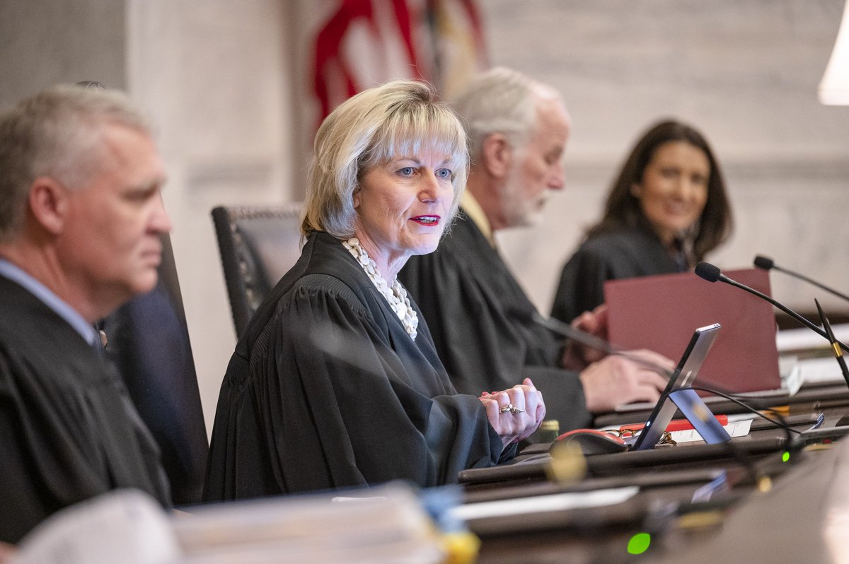 WVcourts's tweet photo. The Supreme Court of Appeals of West Virginia hears arguments on the first day of its Spring 2023 term.  It marks Justice Beth Walker’s first day as Chief Justice. https://t.co/kdG2LmtuRJ