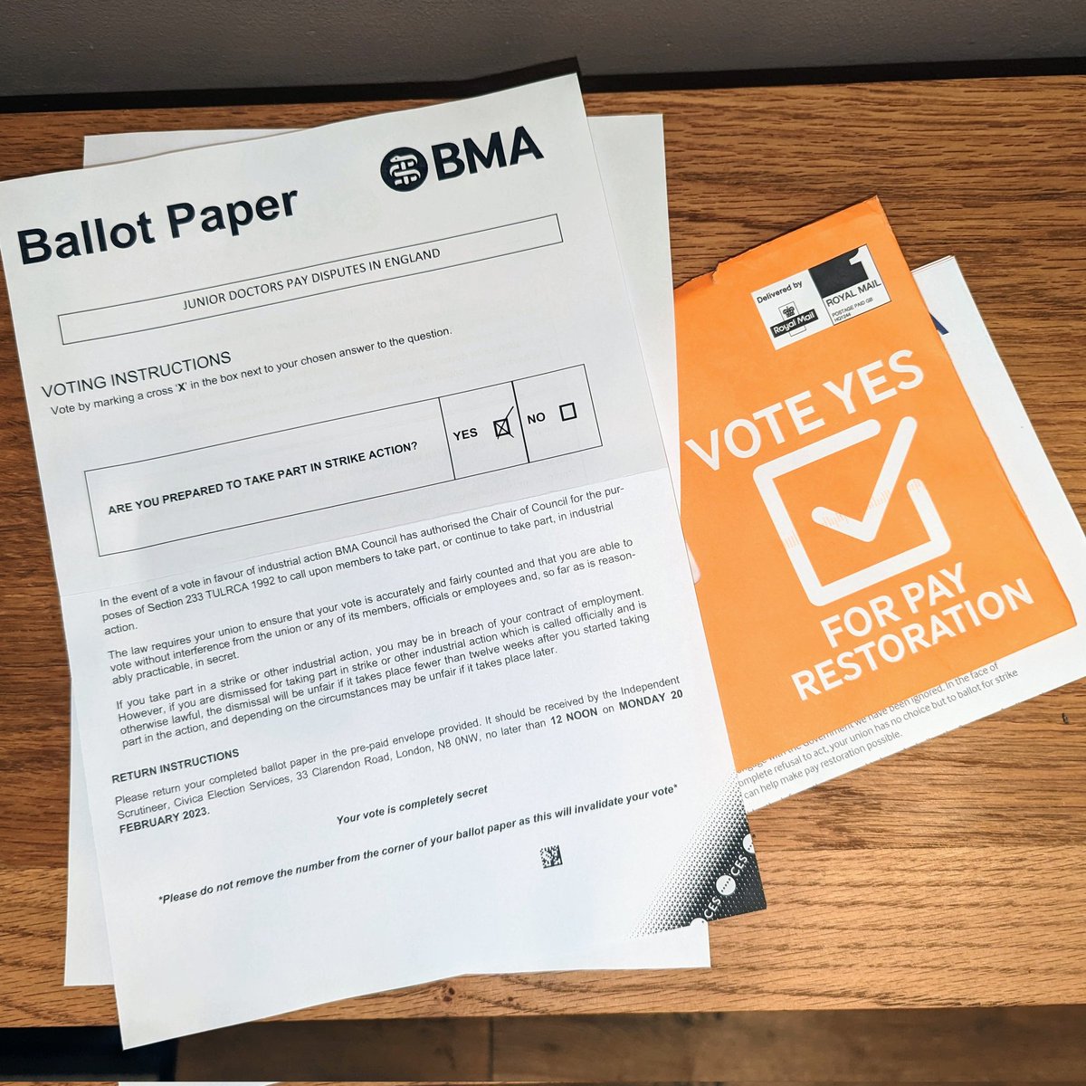 I've voted YES to #PayRestoration! ✊

#BMADoctorsVoteYes