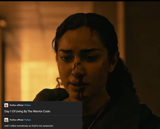 Brenfasa's tweet photo. Yasmine did not expect to kill someone on her first day #SaveWarriorNun #WarriorNun https://t.co/I7PZOdt7T3