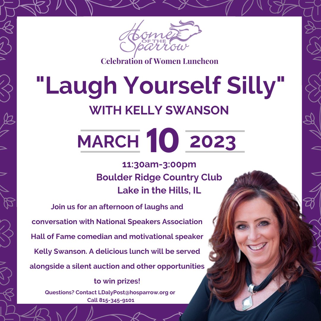 Join Home of the Sparrow at our Celebration of Women Luncheon featuring comedian and motivational speaker Kelly Swanson!

Registration &amp; More Information Here: onecau.se/hos-celebratio…